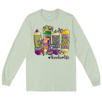 Matcha mardi gras teacher life Long Sleeve Tee - MaliasSmallBusiness