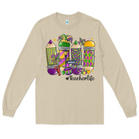 Mushroom mardi gras teacher life Long Sleeve Tee - MaliasSmallBusiness