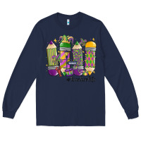 Navy mardi gras teacher life Long Sleeve Tee - MaliasSmallBusiness