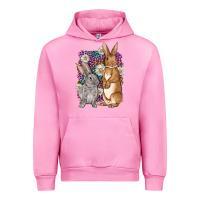 Fuchsia Pink Bunnys Easter with leopard background Urban Hoodie - OliviaCreatesArt