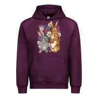Mauve Wine Bunnys Easter with leopard background Urban Hoodie - OliviaCreatesArt