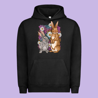Bunnys Easter With Leopard Background Urban Hoodie Designed By Oliviacreatesart