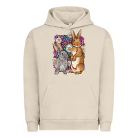 Pigment French Oak Bunnys Easter with leopard background Urban Hoodie - OliviaCreatesArt