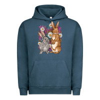 Pigment Midnight Navy Bunnys Easter with leopard background Urban Hoodie - OliviaCreatesArt