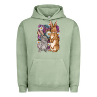 Pigment Oil Green Bunnys Easter with leopard background Urban Hoodie - OliviaCreatesArt
