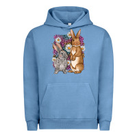 Pigment Pebble Blue Bunnys Easter with leopard background Urban Hoodie - OliviaCreatesArt