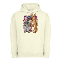 Pigment Pistachio Bunnys Easter with leopard background Urban Hoodie - OliviaCreatesArt