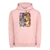 Pigment Salmon Bunnys Easter with leopard background Urban Hoodie - OliviaCreatesArt