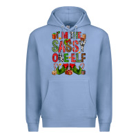 Colony Blue I'm the sassy on the elf Premium Hoodie - NancyCooperArtShop