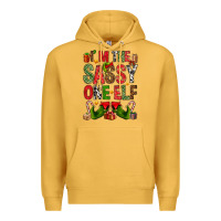 Mustard I'm the sassy on the elf Premium Hoodie - NancyCooperArtShop