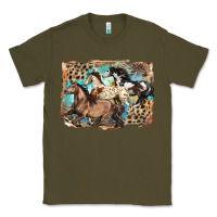 Army Green 3 western horses running free Classic Tee - LillyAllenDesigns
