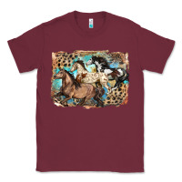 Burgundy 3 western horses running free Classic Tee - LillyAllenDesigns