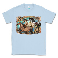 Dusty Blue 3 western horses running free Classic Tee - LillyAllenDesigns
