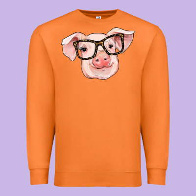 Pig With Glasses Premium Sweatshirt Designed By Ranaportraitstore