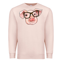 Pale Pink pig with glasses Premium Sweatshirt - RanaPortraitStore
