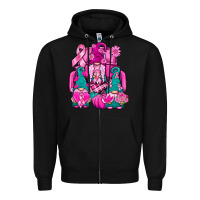 Black Breast Cancer Gnomies Truck Zipper Hoodie - BundleAndBundleShop