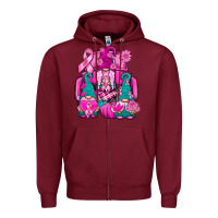Burgundy Breast Cancer Gnomies Truck Zipper Hoodie - BundleAndBundleShop