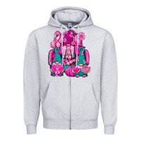 Heather Grey Breast Cancer Gnomies Truck Zipper Hoodie - BundleAndBundleShop