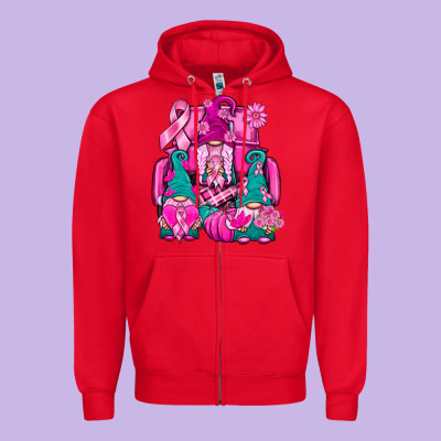Breast Cancer Gnomies Truck Zipper Hoodie Designed By Bundleandbundleshop