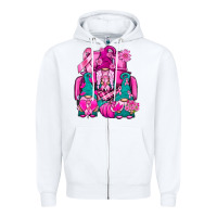 White Breast Cancer Gnomies Truck Zipper Hoodie - BundleAndBundleShop