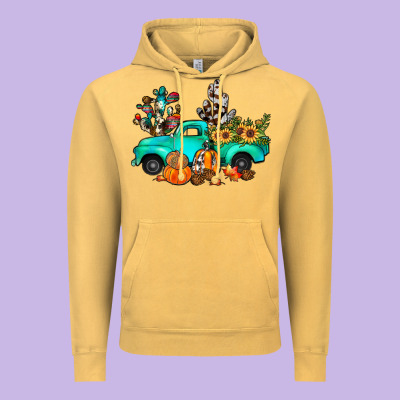 Cactus Pumpkin Truck Fall Vintage Hoodie Designed By Jahusdesignshop