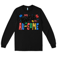 Black my brother is ausome autism Long Sleeve Tee - MaliasSmallBusiness