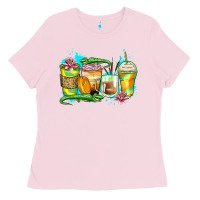 Bubblegum Pink alligator coffee cups Ladies Tee - Zillion Design Studio
