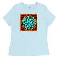 Baby Blue gemstone cactus christmas coaster Ladies Tee - JahusDesignShop