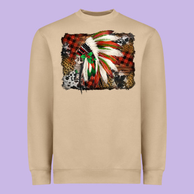 Indian Headdress Christmas Heavyweight Sweatshirt Designed By Jasminsmagicworld