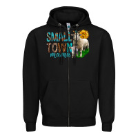 Black Small Town Mama With Sheeps Zipper Hoodie - BundleAndBundleShop
