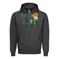Charcoal Heather Small Town Mama With Sheeps Zipper Hoodie - BundleAndBundleShop