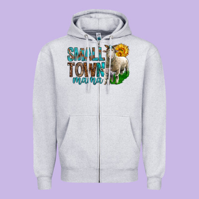 Small Town Mama With Sheeps Zipper Hoodie Designed By Bundleandbundleshop
