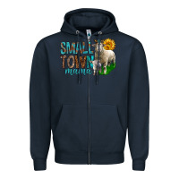 Navy Small Town Mama With Sheeps Zipper Hoodie - BundleAndBundleShop