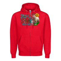 Red Small Town Mama With Sheeps Zipper Hoodie - BundleAndBundleShop
