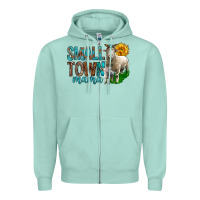 Seafoam Small Town Mama With Sheeps Zipper Hoodie - BundleAndBundleShop