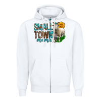 White Small Town Mama With Sheeps Zipper Hoodie - BundleAndBundleShop