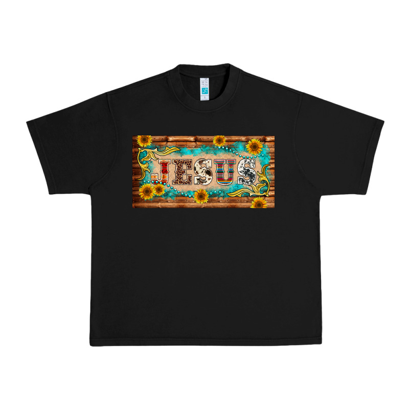 Jesus Western Patterns License Plate Template Urban Heavy Tee by BarkalooDesign | Teevron