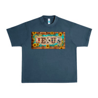 Midnight Navy jesus western patterns license plate template Urban Heavy Tee - BarkalooDesign