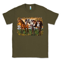 Army Green 2 horses at the ranch Classic Tee - LillyAllenDesigns
