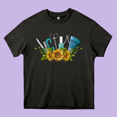 Nail Tools With Sunflower Heavy Core Tee Designed By Barkaloodesign