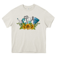 Cream nail tools with sunflower Heavy Core Tee - BarkalooDesign