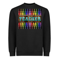 Black Teacher Crayons Heavyweight Sweatshirt - LillyAllenDesigns