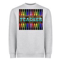 Heather Grey Teacher Crayons Heavyweight Sweatshirt - LillyAllenDesigns