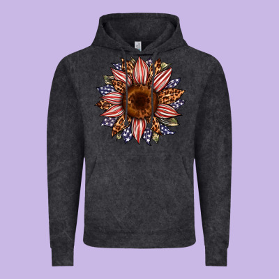 Usa Flag Camouflage Leopard Sunflower Vintage Hoodie Designed By Artiststas