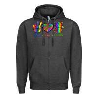 Charcoal Heather Peace Love Equality Zipper Hoodie - BundleAndBundleShop