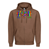 Chestnut Peace Love Equality Zipper Hoodie - BundleAndBundleShop