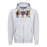 Heather Grey Peace Love Equality Zipper Hoodie - BundleAndBundleShop