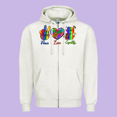 Peace Love Equality Zipper Hoodie Designed By Bundleandbundleshop