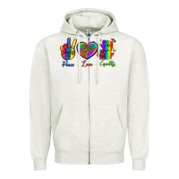 Oatmeal Heather Peace Love Equality Zipper Hoodie - BundleAndBundleShop