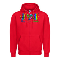Red Peace Love Equality Zipper Hoodie - BundleAndBundleShop